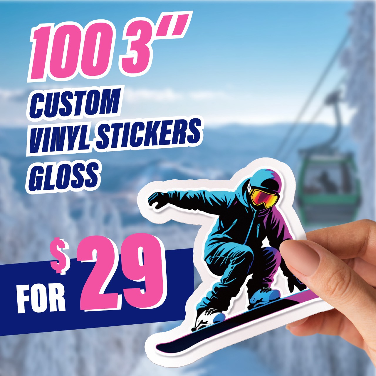 100 3" Gloss Custom Vinyl Stickers