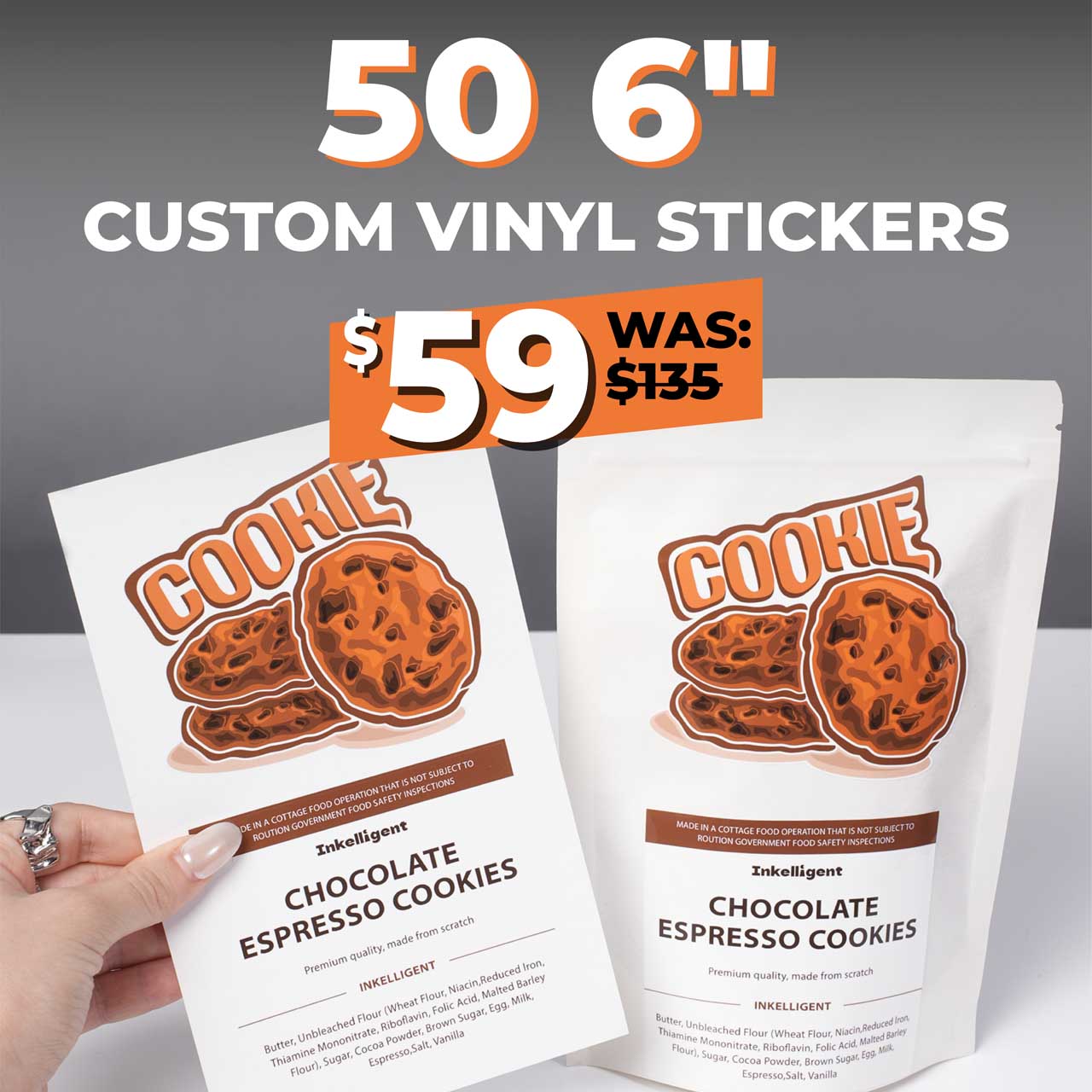 50 6" Gloss Custom Vinyl Stickers